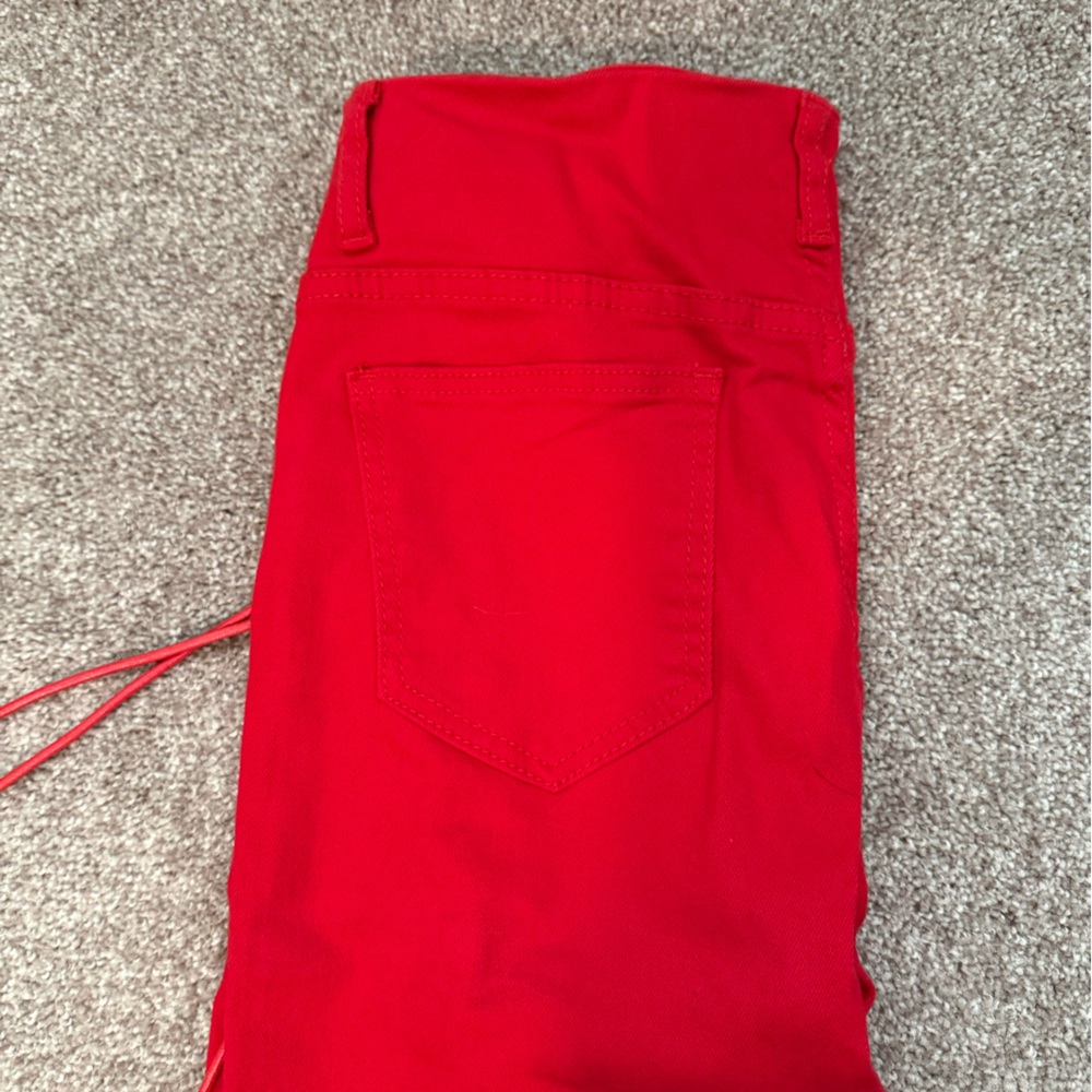 Edikted Red Lace-Up Pants - Picture 3 of 4